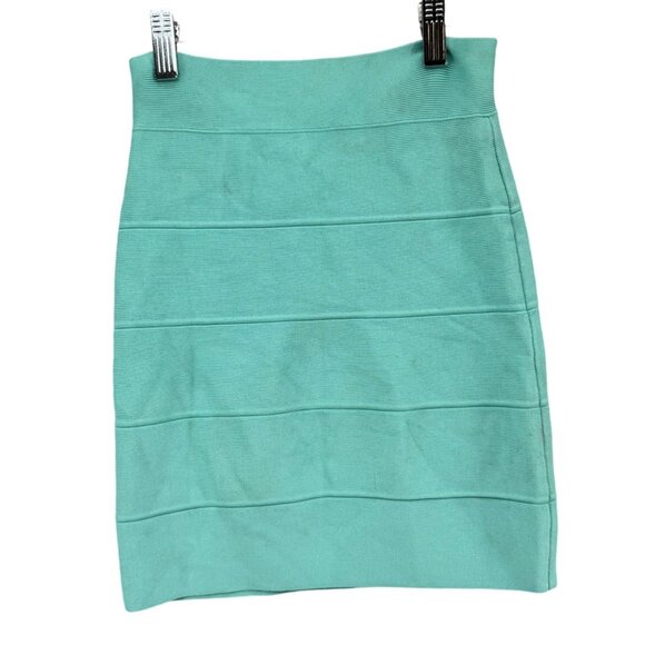 BCBGMaxAzria Simone Bandage Skirt Light Aqua Pull On Stretch Bodycon Size XS - Picture 2 of 10